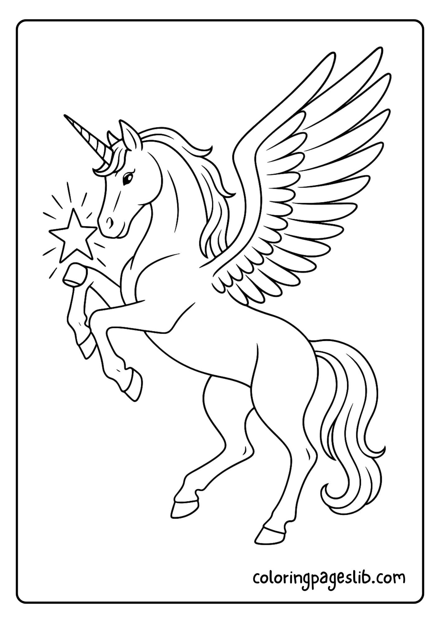 Winged unicorn holding a magical glowing star