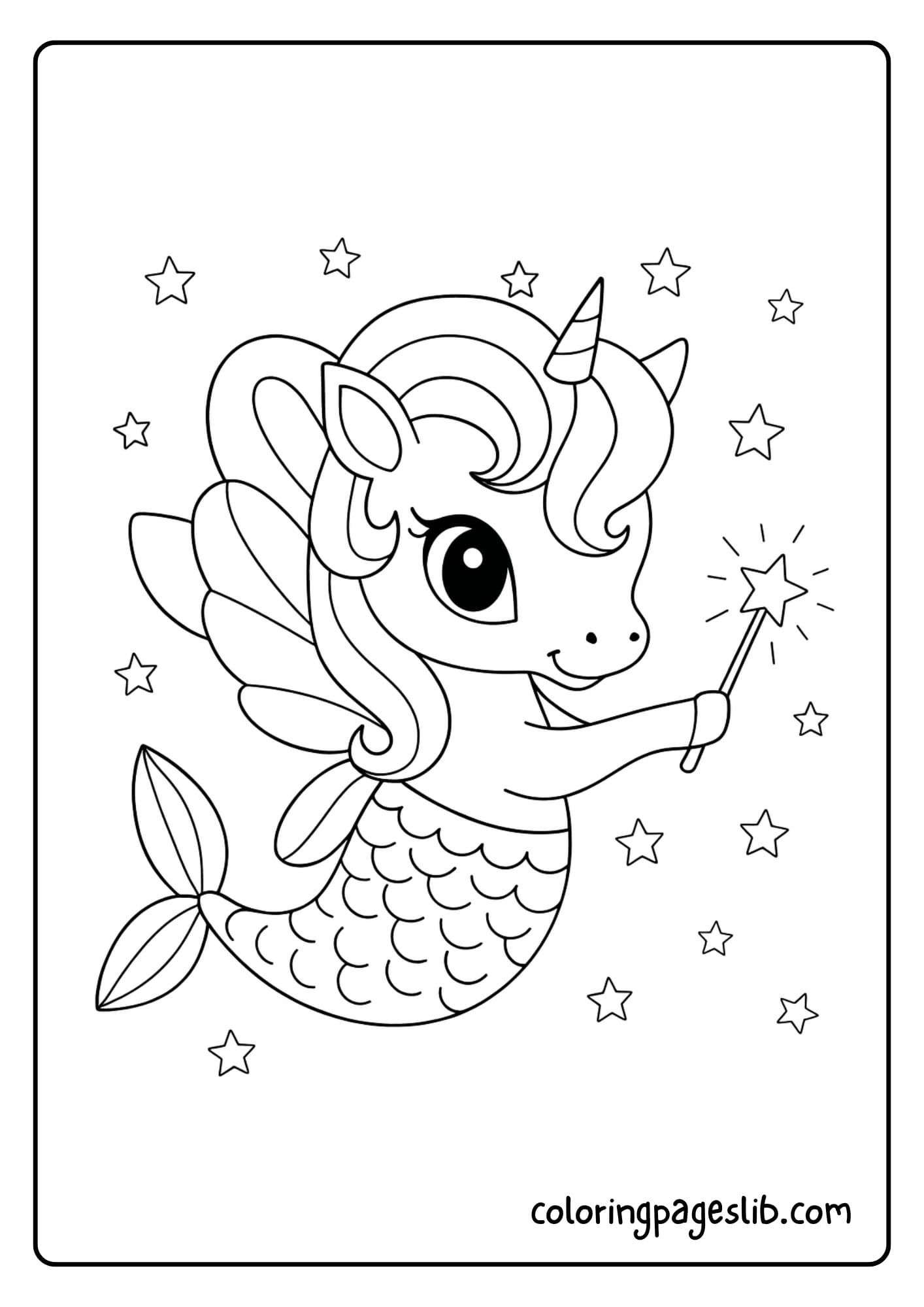 fairy mermaid unicorn coloring pages