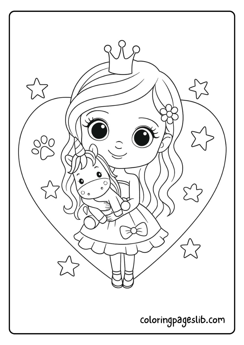 princess riding a unicorn coloring pages