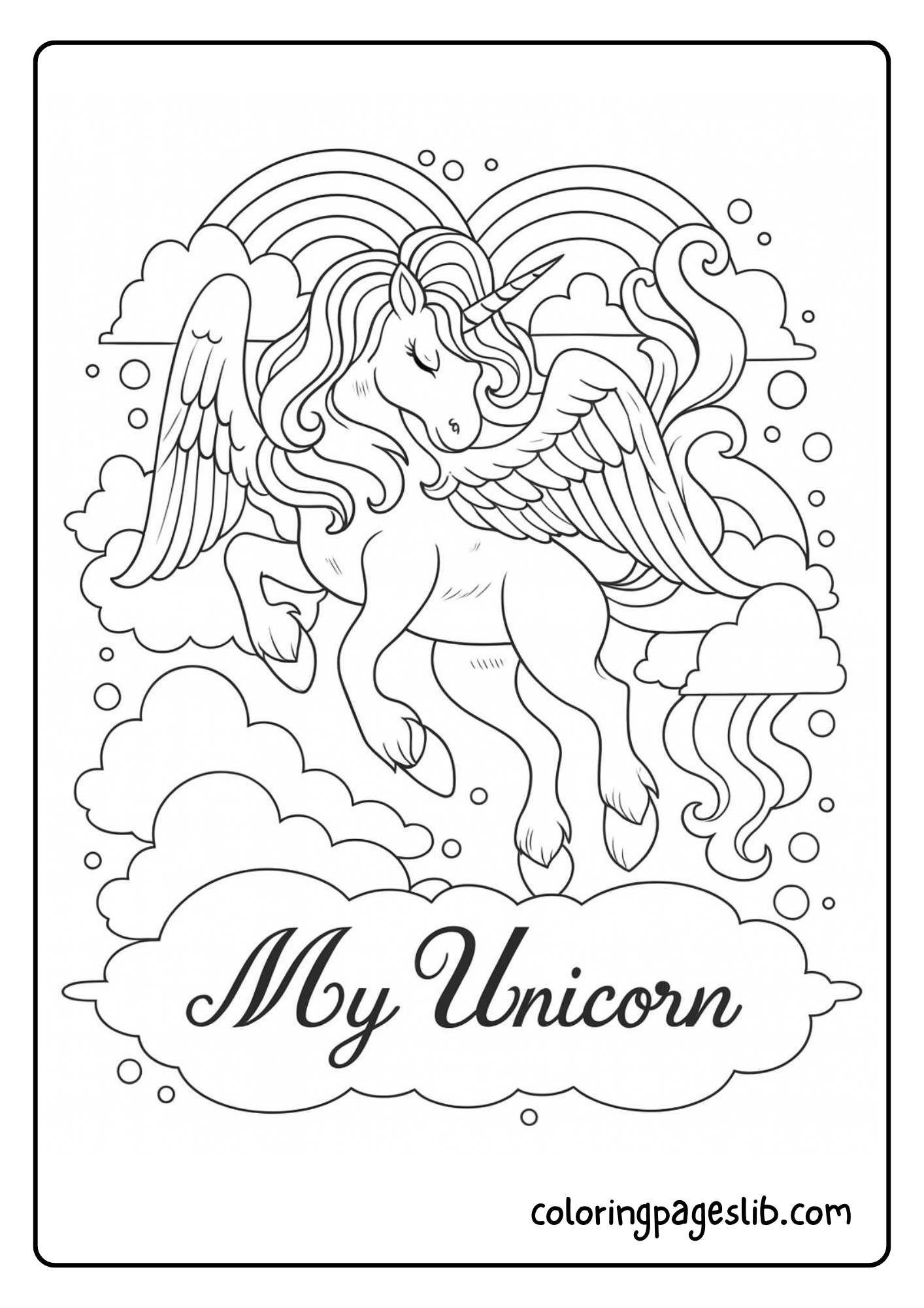 printable cute unicorn coloring pages