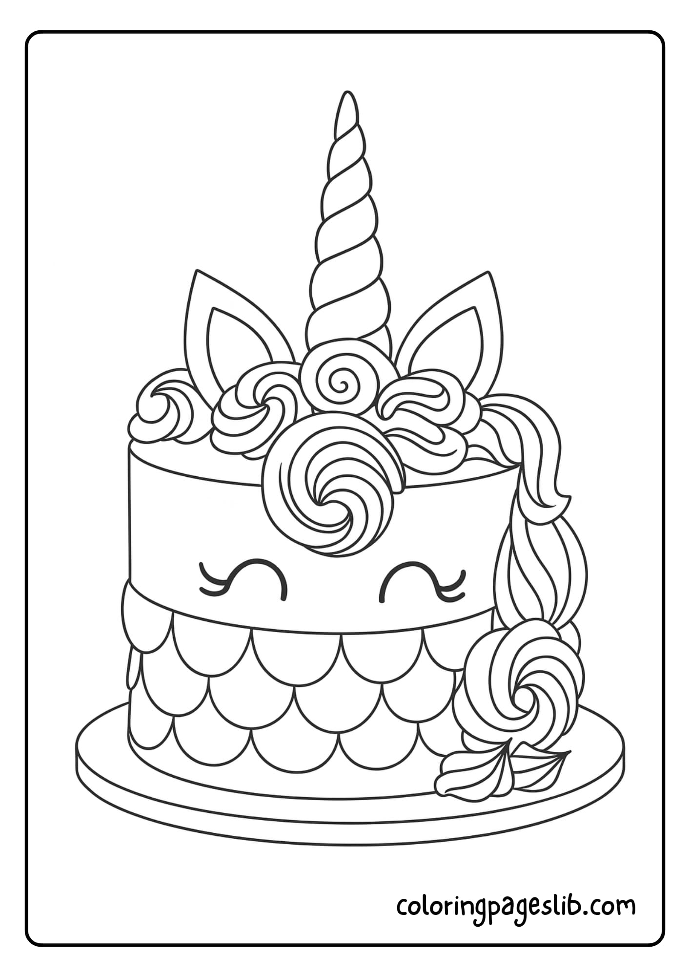 unicorn cake coloring pages