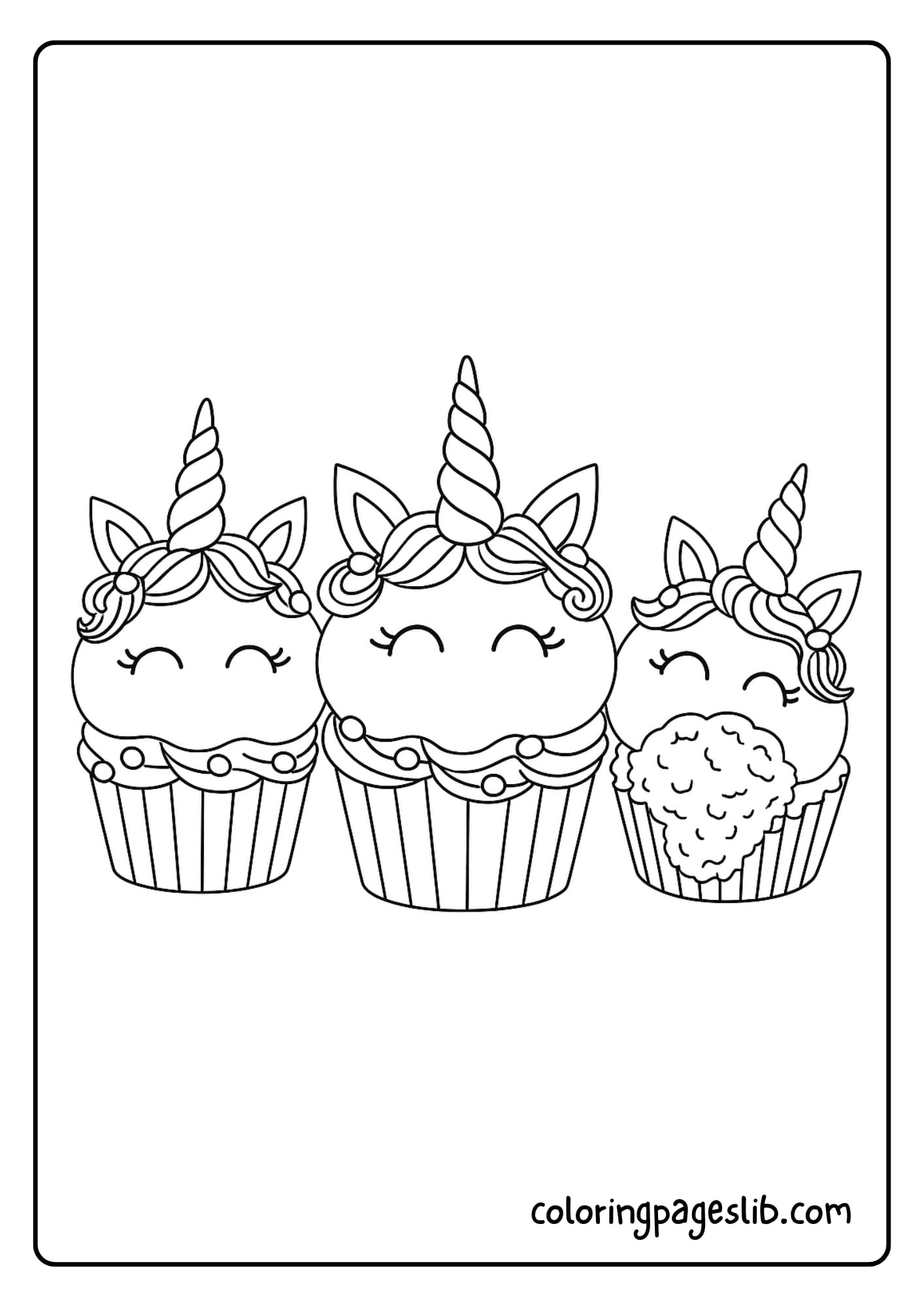 unicorn cupcake coloring pages