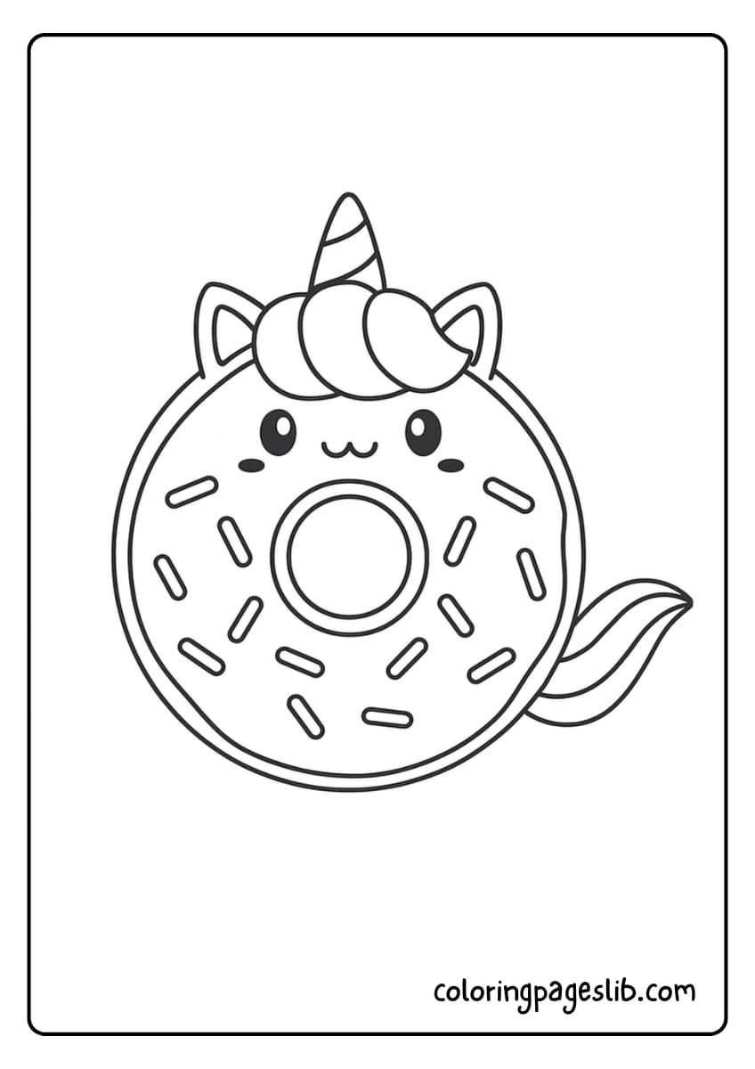 unicorn donut coloring page (2)