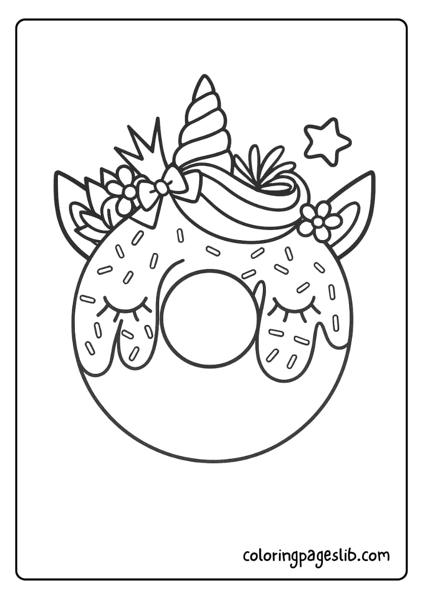 unicorn donut coloring page (3)