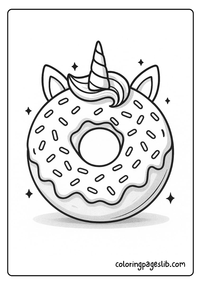 unicorn donut coloring page (5)