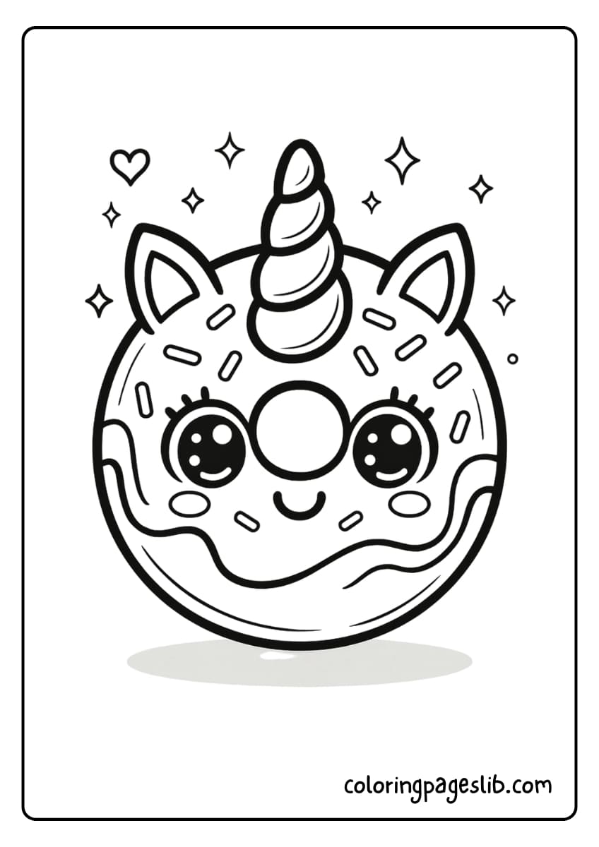 unicorn donut coloring page (6)