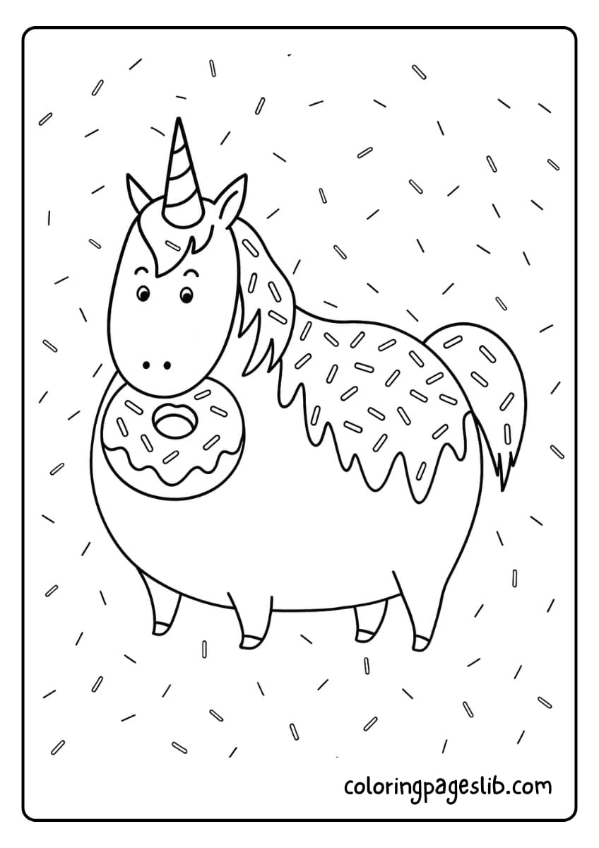 unicorn donut coloring pages