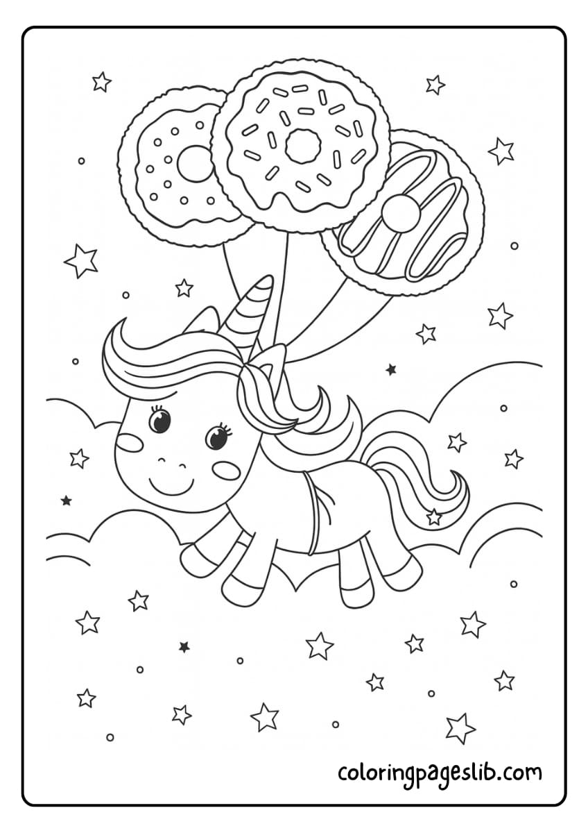 unicorn doughnut coloring pages (4)