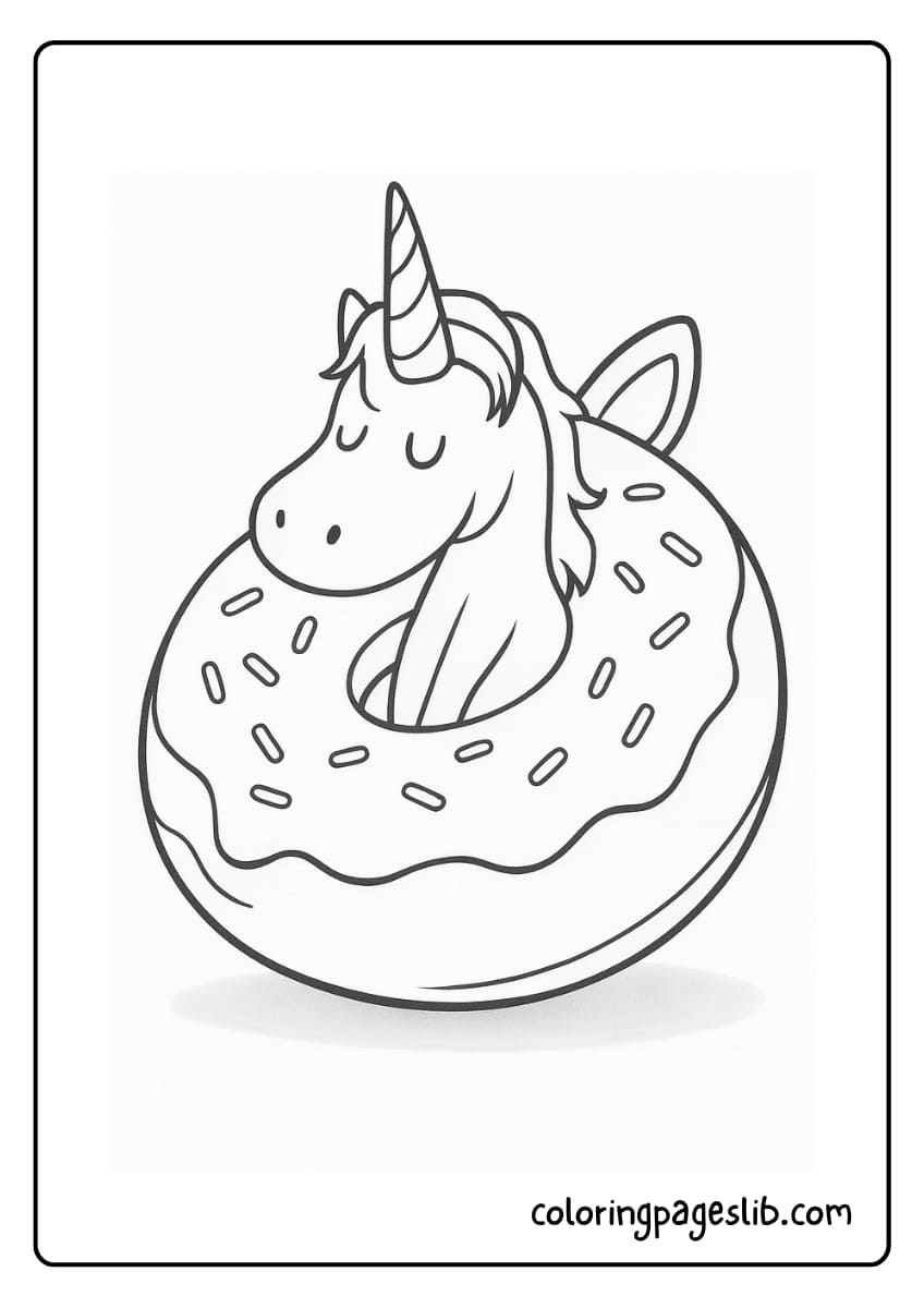 unicorn doughnut coloring pages
