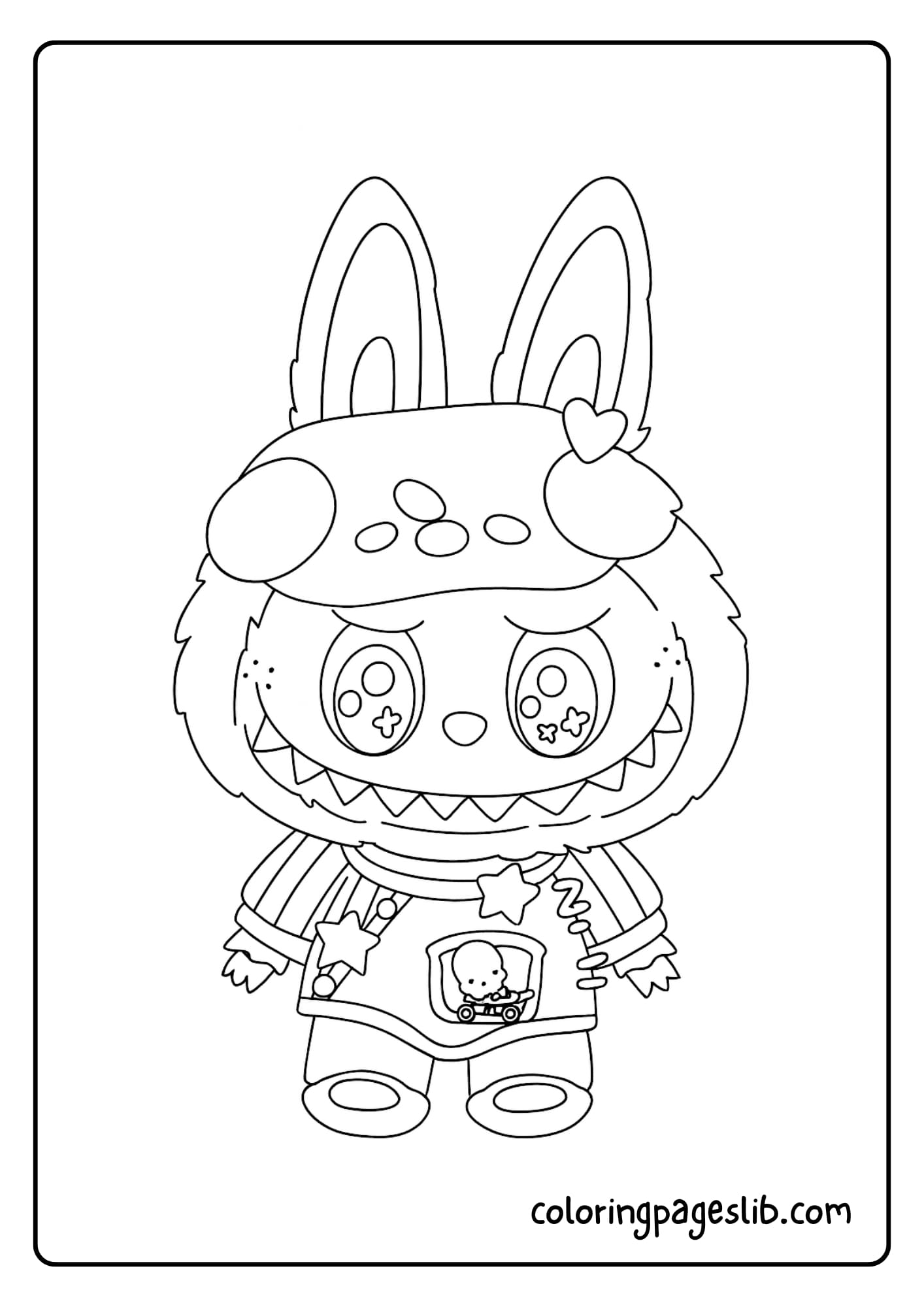 Labubu dressed as a chef baking cupcakes in a cozy kitchen