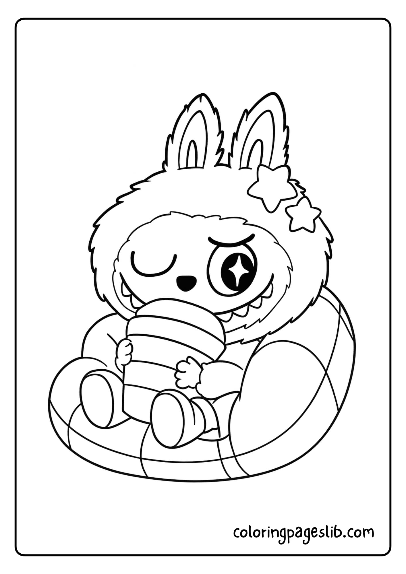 Labubu having a bubble tea picnic under cherry blossom trees (2)