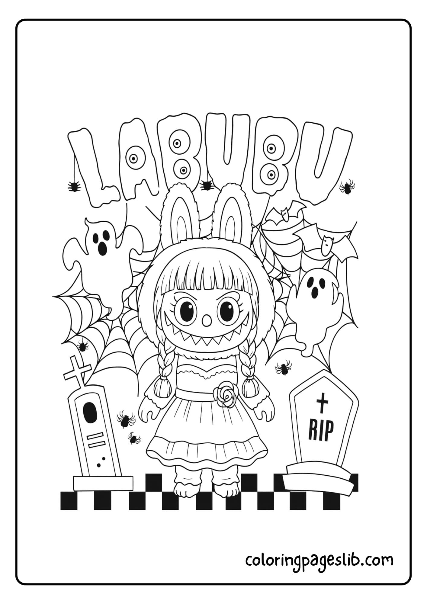 Labubu in pajamas reading a bedtime story with a plushie friend