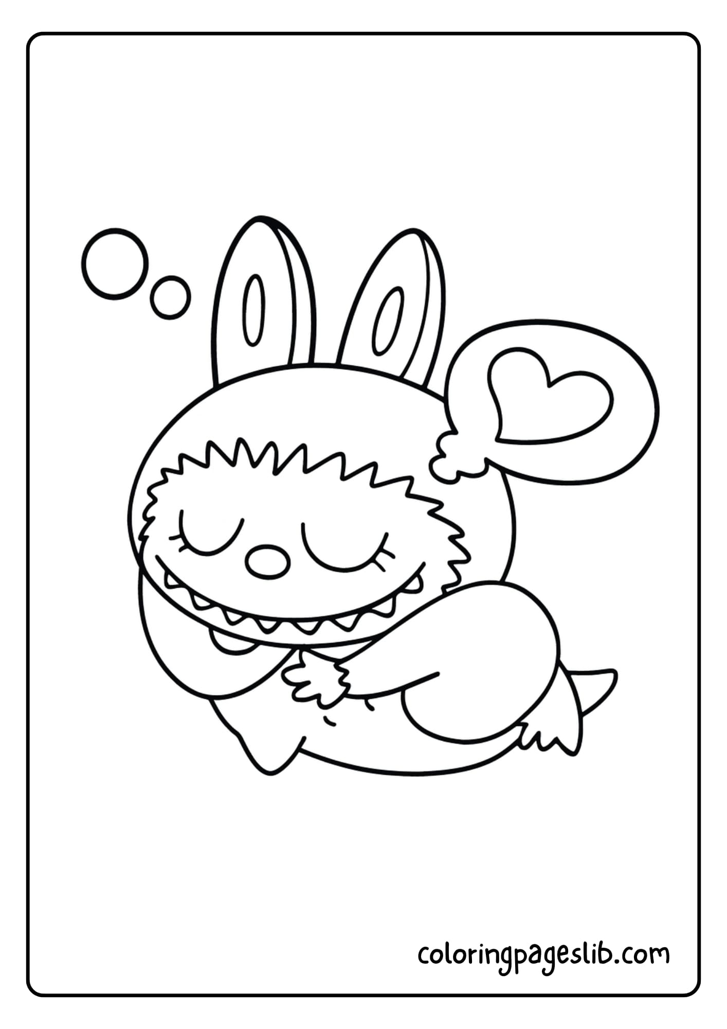 Labubu watering flowers in a cute garden with butterflies around